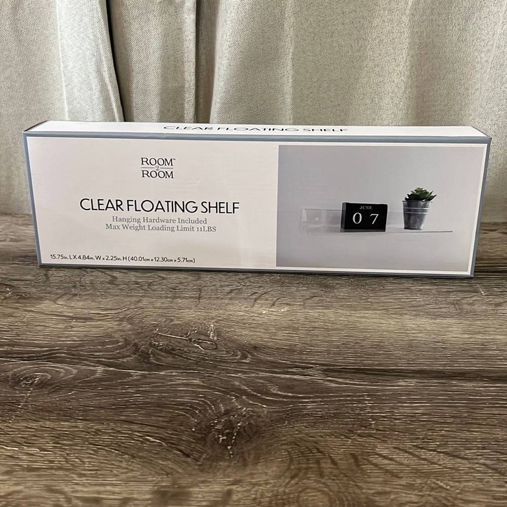 Clear floating shelf